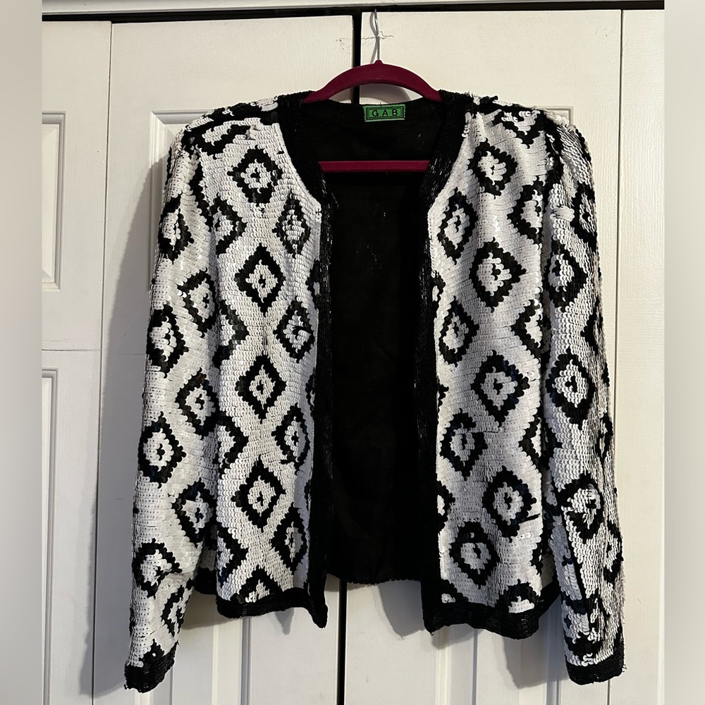 Gab Black/White Sequin Jacket M
